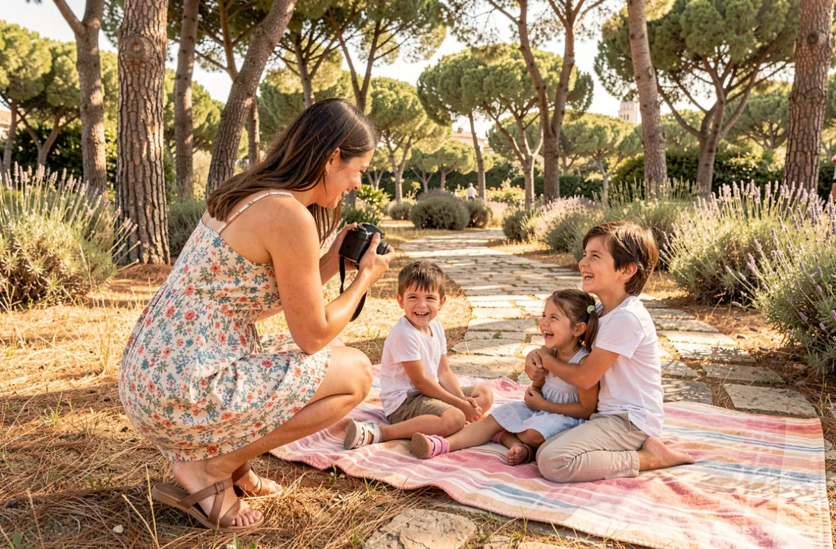 Photographe Fanny Amz Photographie réalisant une séance famille et maternité dans un parc méditerranéen à Marseille