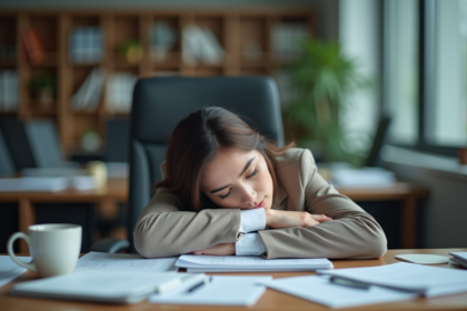 Femme d affaires fatiguée au bureau en stress