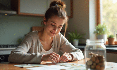 Jeune femme organisée avec ses finances à la maison
