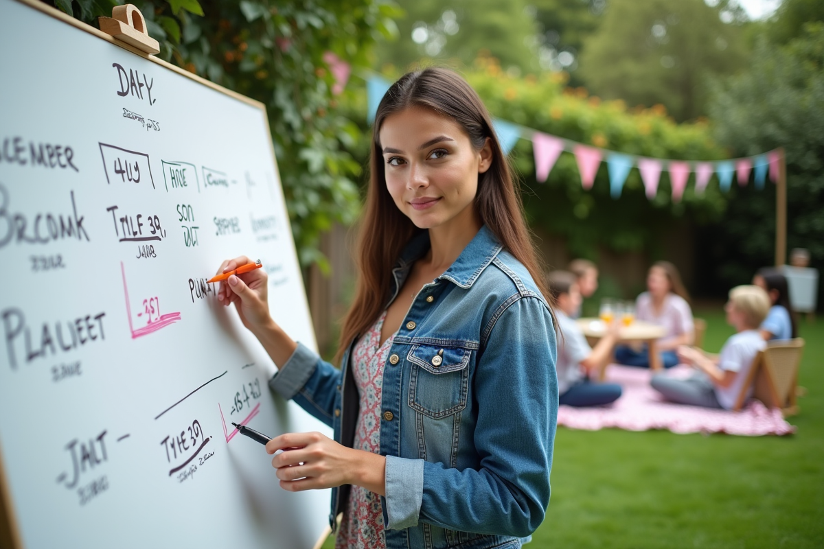 Jeune femme marquant le temps lors d