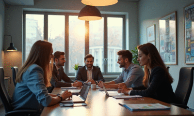 Groupe de professionnels collaborant dans un bureau moderne
