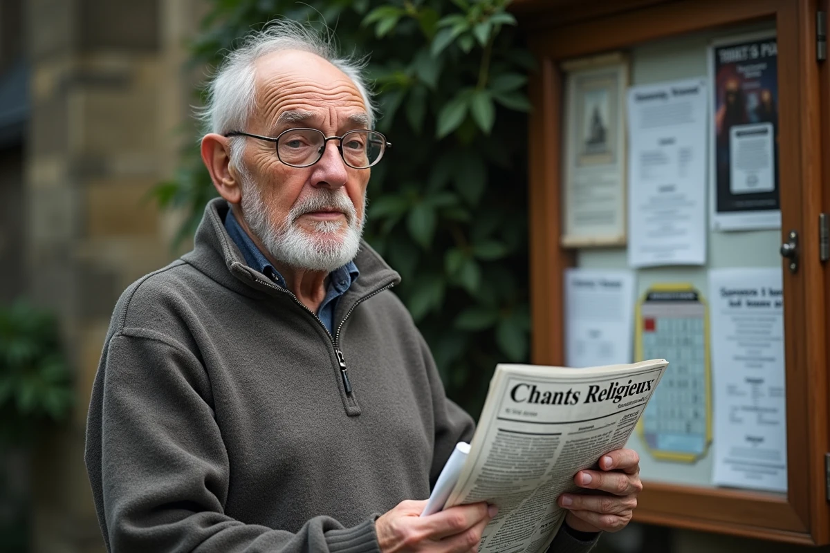 Homme âgé regardant un panneau d
