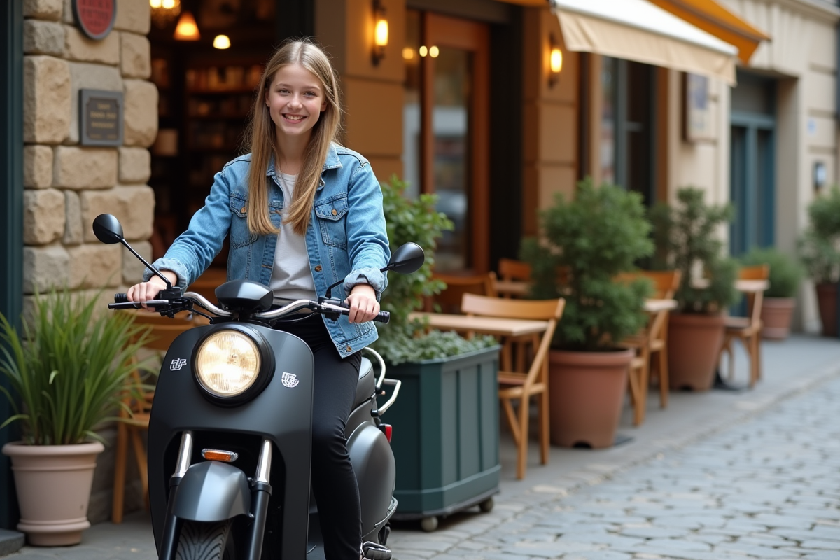 Jeune fille souriante assise à côté d