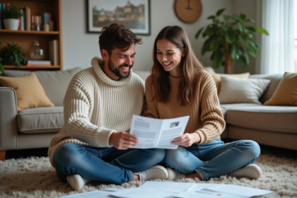 Jeunes adultes discutant dans un salon cosy et lumineux