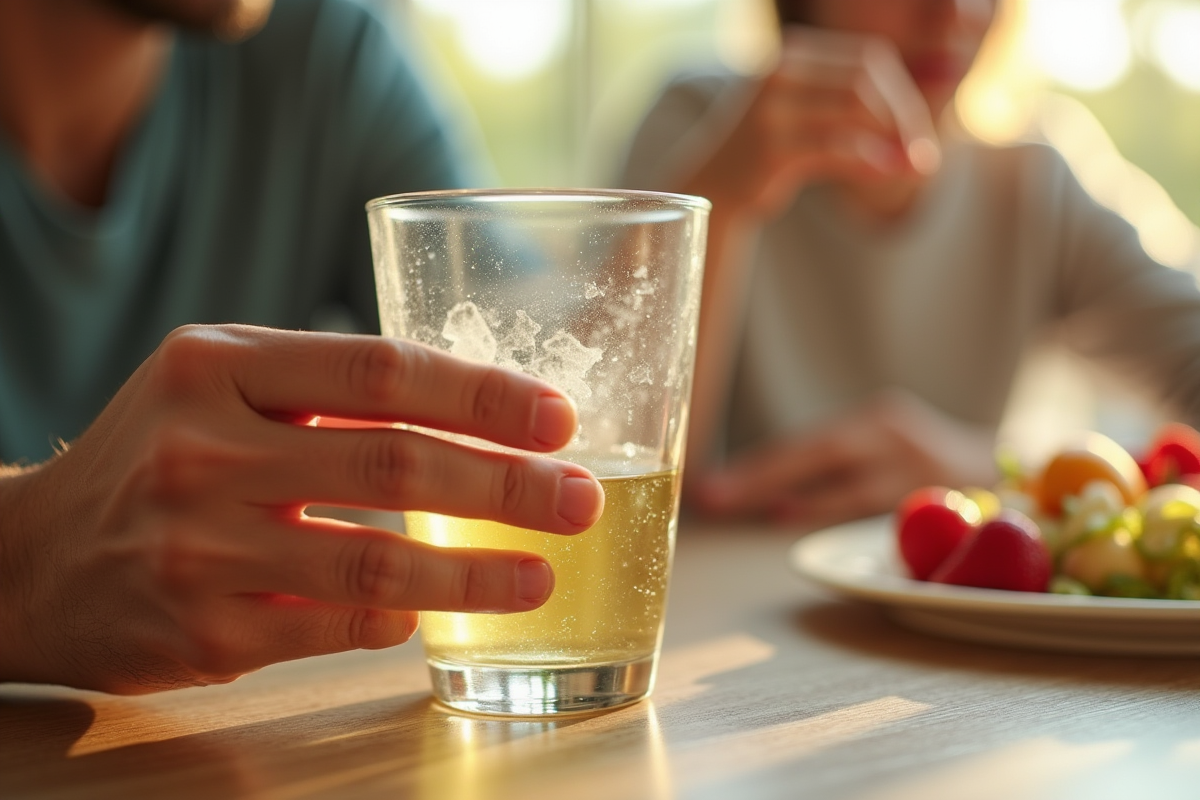 Mains tenant un verre d