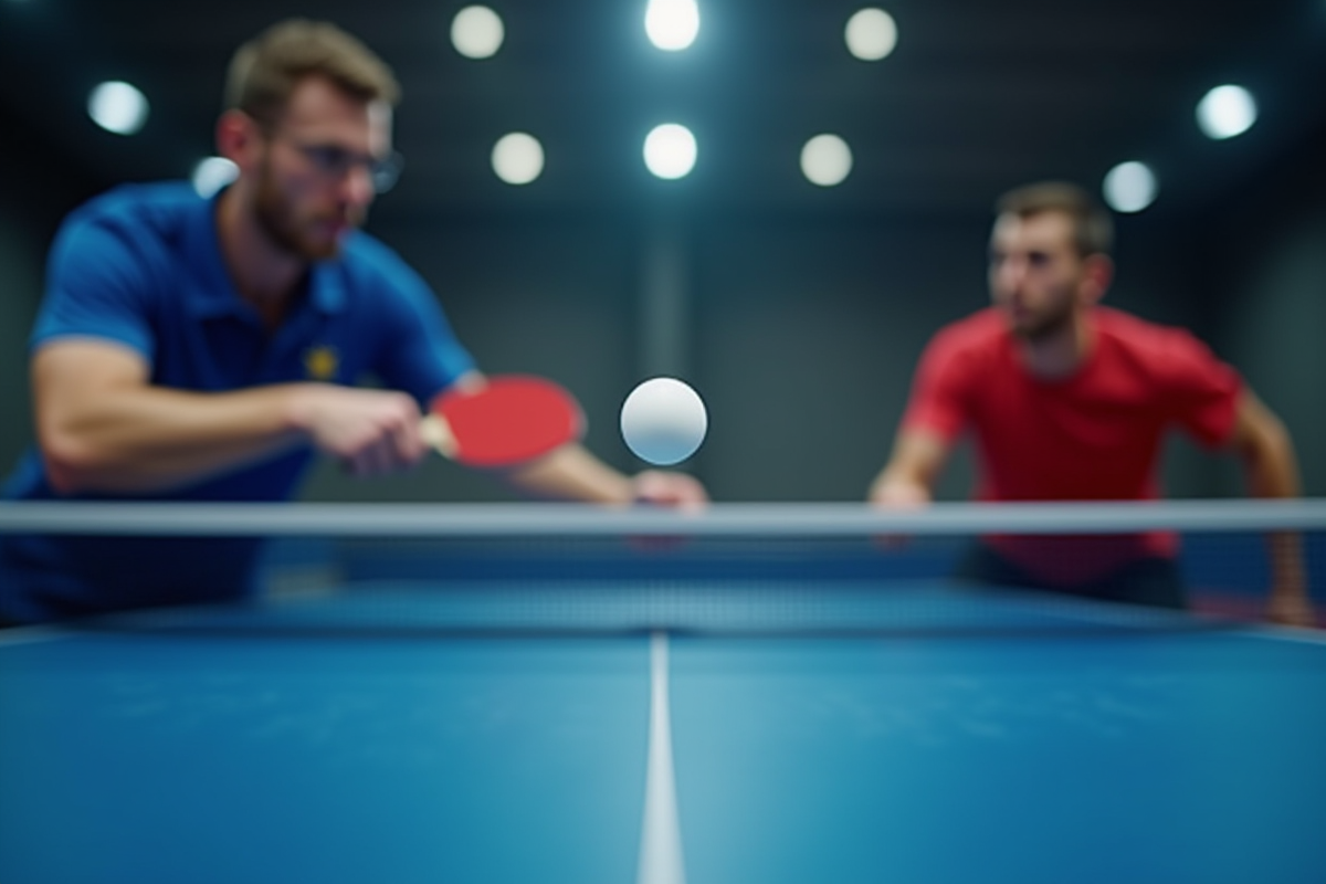 Moment dynamique d un match de tennis de table en action