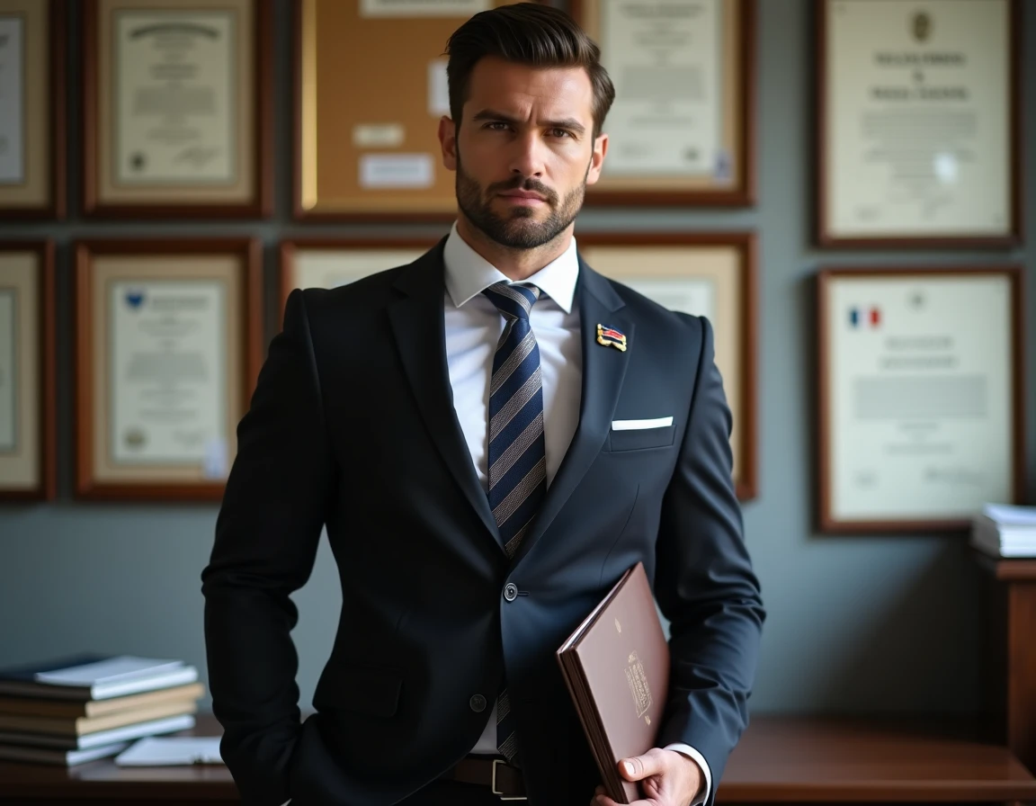 Mathieu Sigaud, avocat spécialisé dans la défense des victimes et des forces de l'ordre, en portrait professionnel dans son cabinet