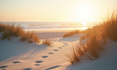 Plage de Comporta au coucher de soleil avec dunes blanches