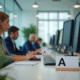 Groupe de professionnels rares au bureau avec noms atypiques