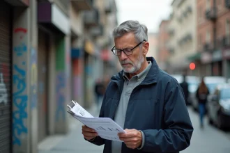 Sociologue urbain analysant des statistiques officielles sur la criminalité dans un quartier résidentiel dense
